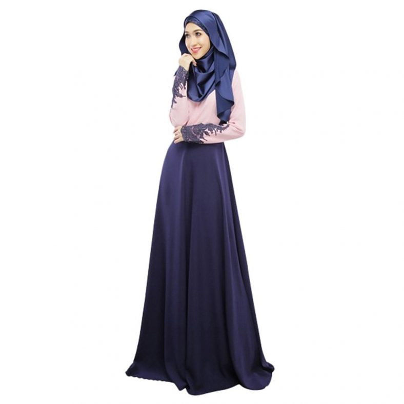 Bimba Women's Muslim Abaya Maxi Dress With Hijab - Long Sleeve Floral Print Dress With Waist Belt, Modest & Comfortable For Formal Wear - View #9