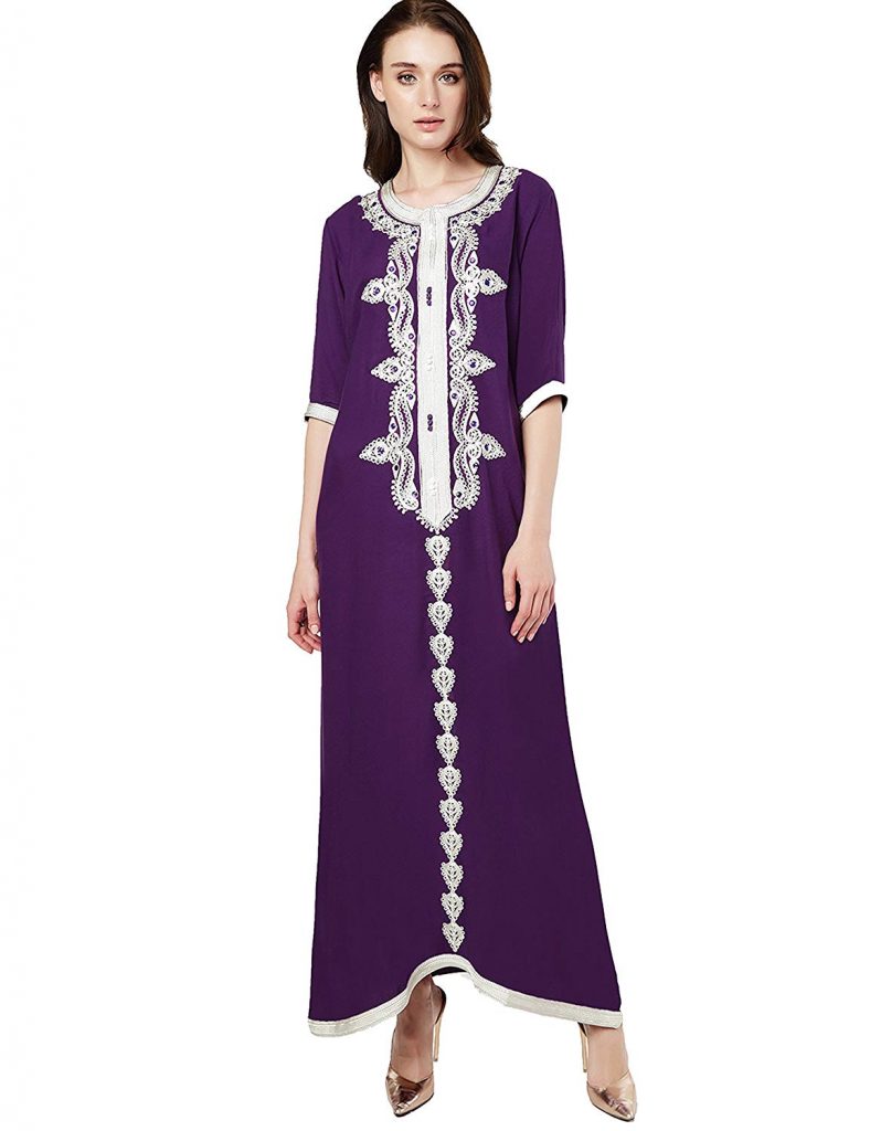 Baya Muslim Dress Dubai Kaftan for Women Half Sleeve Arabic Long Dress