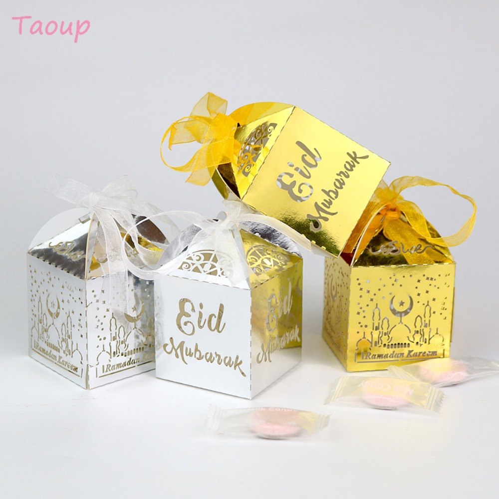 Taoup Gold Happy Eid Mubarak Boxes Gift Ramadan Kareem Accessories