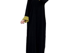 4Clovers Plus Size O-Neck Muslim Women Islamic Splice Pure Color Middle East Long Dress