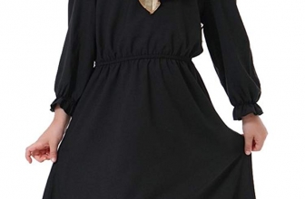 Ababalaya Muslim Islamic Girls Cute Ruffle V-Neck Long Lantern Sleeve Long Maxi Dress