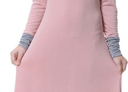 Ababalaya Muslim Islamic Girl’s Soft O-Neck Full Length Long Maxi Runway Abaya Dress Ababalaya