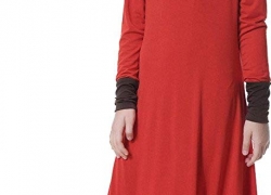 Ababalaya Muslim Islamic Girl’s Soft O-Neck Full Length Long Maxi Runway Abaya Dress