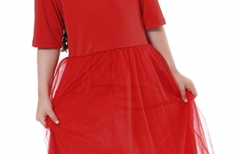 Ababalaya Muslim Islamic Girls Soft O-Neck Half Sleeve Mesh Splicing Long Maxi Dress