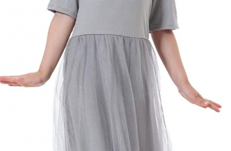 Ababalaya Muslim Islamic Girls Soft O-Neck Half Sleeve Mesh Splicing Long Maxi Dress