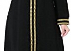 Ababalaya Women’s Elegant Modest Muslim Islamic Full Length Round Neck Embroidery Runway Abaya Dress Ababalaya