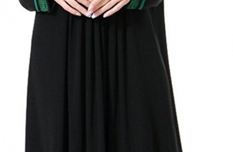 Ababalaya Women’s Elegant Modest Muslim Islamic Full Length Round Neck Embroidery Runway Abaya Dress Ababalaya