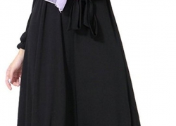 Ababalaya Women’s Elegant Modest Muslim Islamic Full Length Solid Milk Silk Runway Abaya Dress Ababalaya