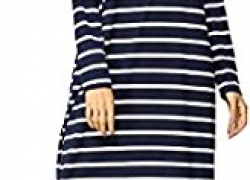 Ababalaya Women’s Loose Soft O-Neck Full Length Stripe Batwing Sleeve Muslim Dress Pajamas Ababalaya