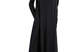 Ababalaya Women’s Loose Turtleneck Long Sleeve Abaya Maxi Dress for Muslims Ababalaya