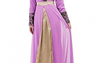 Aivtalk Women Muslim Floral Chiffon Long Sleeves Maxi Abaya Party Dress Aivtalk