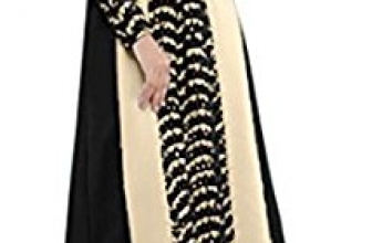 Alion Women’s Lace Kaftan Color Block Islamic Abaya Jilbab Muslim Dress Alion