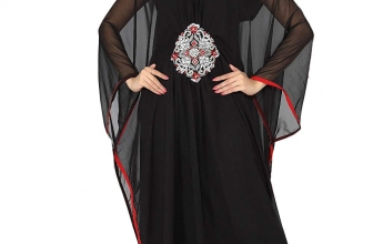 ANIIQ Women Farasha Muslim Islamic Black Georgette Embroidered Embelished Long Kaftan Dress SNM 198