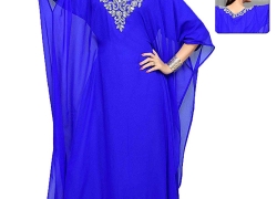 ANIIQ Women Farasha Muslim Islamic Red Georgette Embroidered Embelished Long Kaftan Dress SNM 674 Free