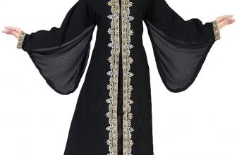 ANIIQ Women Kaftan Muslim Islamic Black Georgette Embroidered Embelished Long Kaftan Dress SNM 166