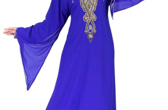 ANIIQ Women Kaftan Muslim Islamic Royal Blue Georgette Embroidered Embelished Long Kaftan Dress SNM 165