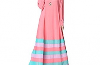 Aro Lora Women’s Vintage Striped Kaftan Abaya Muslim Jilbab Maxi Dress Aro Lora