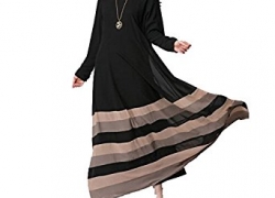 Aro Lora Women’s Vintage Striped Kaftan Abaya Muslim Jilbab Maxi Dress Aro Lora