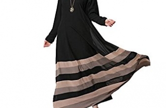 Aro Lora Women’s Vintage Striped Kaftan Abaya Muslim Jilbab Maxi Dress Aro Lora