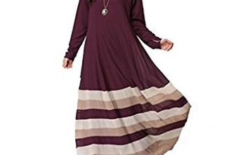 Aro Lora Women’s Vintage Striped Kaftan Abaya Muslim Jilbab Maxi Dress Aro Lora