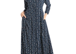 Baya Boho Style Long Sleeve Maxi Dress For Women Shirt Dresses Floral Print Vintage Muslim Robe Kaftan Baya