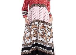 Baya Boho Style Long Sleeve Maxi Dress For Women Shirt Dresses Floral Print Vintage Muslim Robe Kaftan Baya