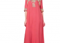 Baya Muslim Dress Dubai Kaftan for Women Half Sleeve Arabic Long Dress Abaya Islamic Clothing Girls Caftan Jalabiya