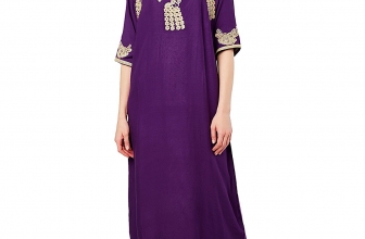 Baya Muslim Kaftan Dubai Half Sleeve Dress With Embroidery For Women Islamic Clothing Gown Abaya For Girls Baya