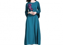 Beautyfine Muslim Long Dresses Women Chic Islamic Embroider Middle East Dress