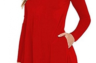Bestisun Womens Round Neck 3/4 Sleeves Loose Casual Flowy T-shirt Dress with Pocket Bestisun