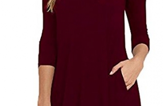 Bestisun Womens Round Neck 3/4 Sleeves Loose Casual Flowy T-shirt Dress with Pocket Bestisun