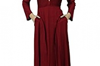 Bimba Women’s Long Sleeve Maxi Mandarin Collar Plain Jilbab Dress With Pockets Bimba