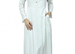 Bimba Women’s Long Sleeve Maxi Mandarin Collar Plain Jilbab Dress With Pockets Bimba