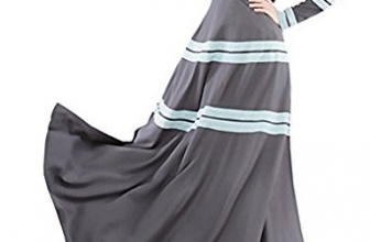 Camellia12 Long Muslim Womens Maxi Dress Striped Islamic Abaya Garb Clothing Camellia12