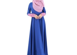 Cocohot Fashionable Muslim Women’s Long Dress Lace Sleeve Dress Islamic Abaya