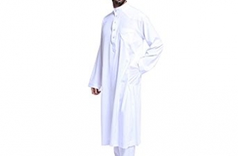 Cocohot Muslim Men’s National Costume Arab Men’s Robes Muslim Dress Islamic Robes Abaya Cocohot