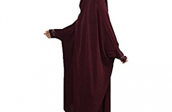 Cogongrass Women’s One-piece Prayer Dress Prayer Garment Abaya Jellaba Islamic Clothing Hijab for Hajj Umrah Cogongrass