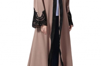 Comfy Women’s Casual Lace Hem Line Stitch Long Sleeve Muslim Abaya