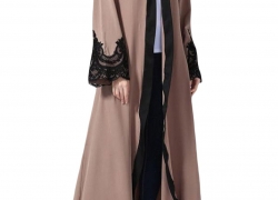 Comfy Women’s Casual Lace Hem Line Stitch Long Sleeve Muslim Abaya