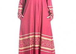 Cruiize Womens Plus Size Print Long Sleeve Pockets Islamic Maxi Dress Cruiize