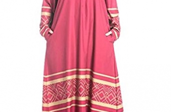 Cruiize Womens Plus Size Print Long Sleeve Pockets Islamic Maxi Dress Cruiize