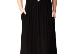 DEARCASE Women Short Sleeve Loose Plain Maxi Dresses Casual Long Dresses with Pockets