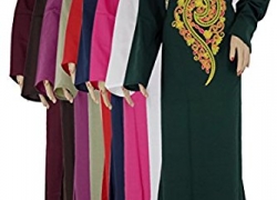 Egyptian Islamic’s Abaya Front Embroidery Cotton Jilbab Hijab All Sizes’ Dress treasure.of.egypt