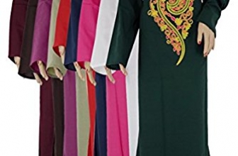 Egyptian Islamic’s Abaya Front Embroidery Cotton Jilbab Hijab All Sizes’ Dress treasure.of.egypt