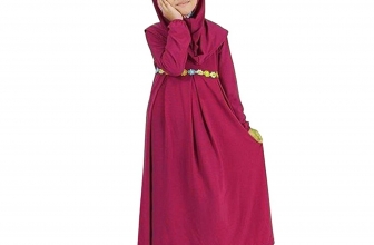 EITC Children Girls Muslim Dress Long Sleeves Skit Kids Long Dress Black/Green/Purple Suitable for 1-6 Years