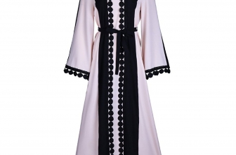 Fancyqube Women’s Elegant Muslim Kaftan Dubai Islamic Abayas Long Sleeve A Line Maxi Dress