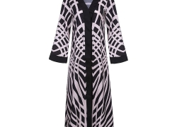 Fancyqube Women’s Elegant Muslim Kaftan Dubai Islamic Abayas Long Sleeve A Line Maxi Dress Fancyqube