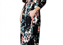 Floral Printed Retro Vintage Long Dress, YONYWA Women’s 3/4 Sleeve Spring Flower Casual Floor Length Maxi Dress YONYWA