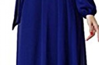 Fulok Women’s Long Sleeve Crewneck Casual Solid Muslim Maxi Dress Fulok