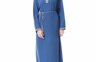 GladThink Lady Muslim Long Sleeves Round Neck Islamic Maxi Dress GladThink